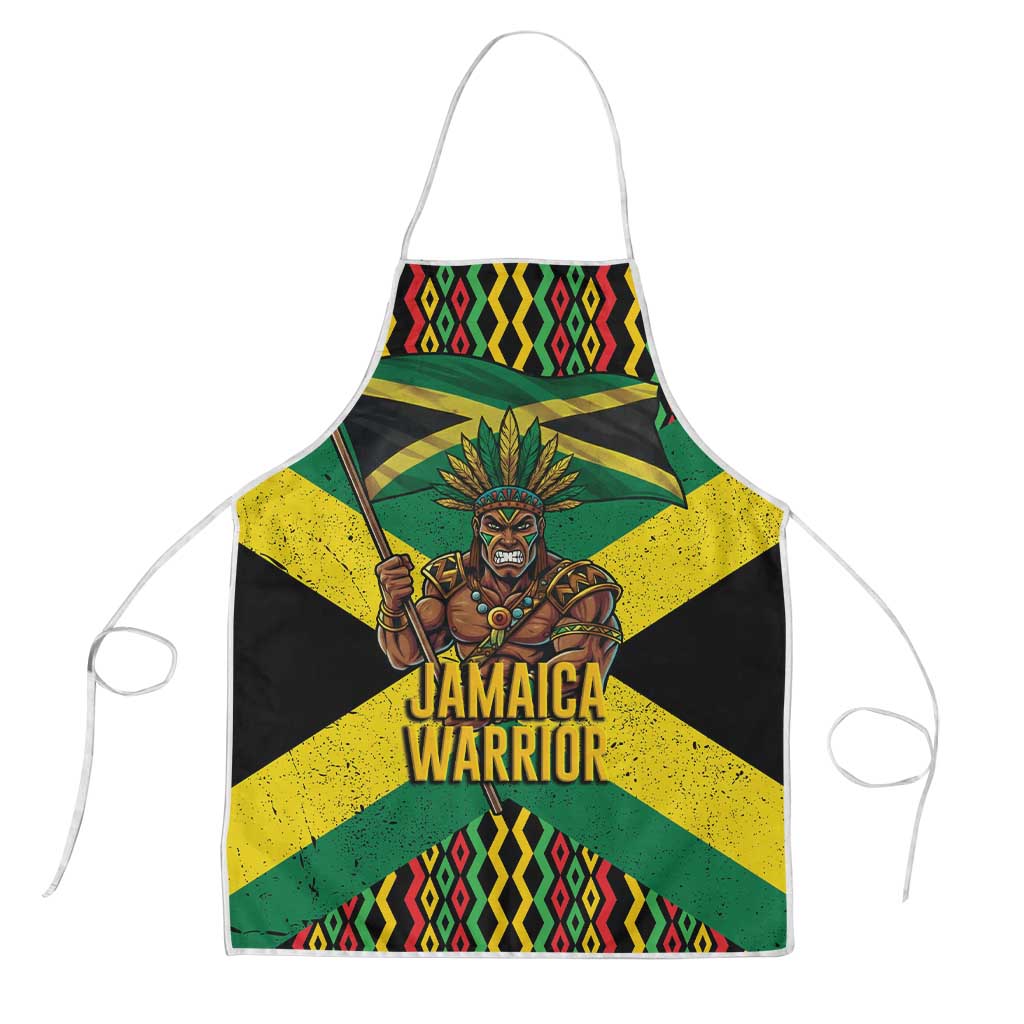 Black Jamaicans Warrior Spirit Apron Tribal Fighter in Reggae Colors