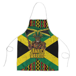 Black Jamaicans Warrior Spirit Apron Tribal Fighter in Reggae Colors