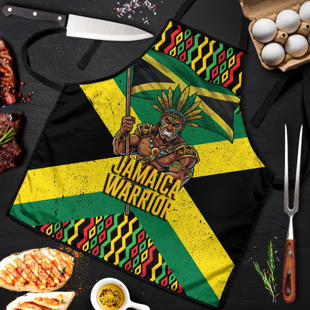 Black Jamaicans Warrior Spirit Apron Tribal Fighter in Reggae Colors