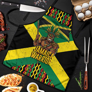 Black Jamaicans Warrior Spirit Apron Tribal Fighter in Reggae Colors