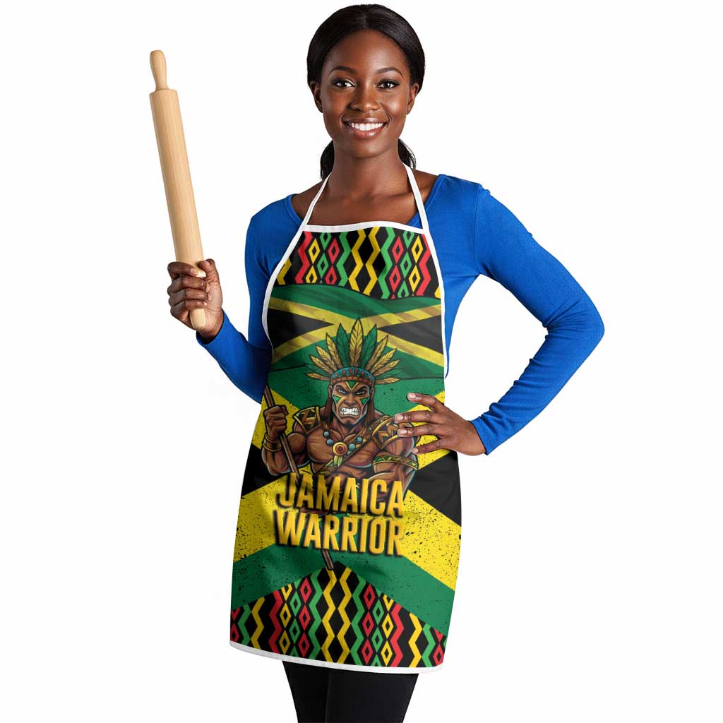 Black Jamaicans Warrior Spirit Apron Tribal Fighter in Reggae Colors