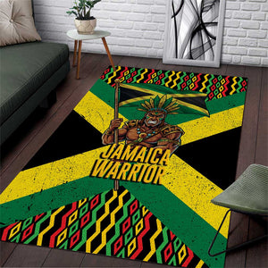 Black Jamaicans Warrior Spirit Area Rug Tribal Fighter in Reggae Colors - African Pride