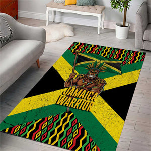 Black Jamaicans Warrior Spirit Area Rug Tribal Fighter in Reggae Colors - African Pride