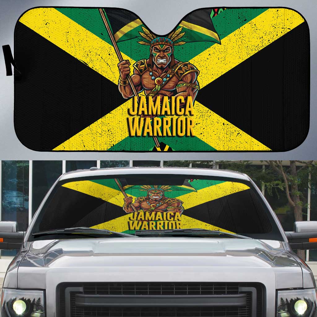 Black Jamaicans Warrior Spirit Auto Sun Shade Tribal Fighter in Reggae Colors