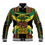 Black Jamaicans Warrior Spirit Baseball Jacket Tribal Fighter in Reggae Colors - African Pride