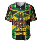Black Jamaicans Warrior Spirit Baseball Jersey Tribal Fighter in Reggae Colors - African Pride