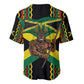 Black Jamaicans Warrior Spirit Baseball Jersey Tribal Fighter in Reggae Colors - African Pride