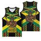 Black Jamaicans Warrior Spirit Basketball Jersey Tribal Fighter in Reggae Colors - African Pride