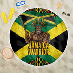 Black Jamaicans Warrior Spirit Beach Blanket Tribal Fighter in Reggae Colors - African Pride