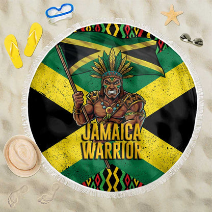 Black Jamaicans Warrior Spirit Beach Blanket Tribal Fighter in Reggae Colors - African Pride