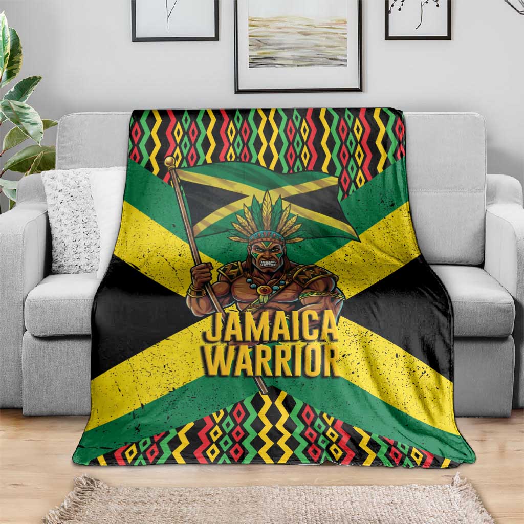 Black Jamaicans Warrior Spirit Blanket Tribal Fighter in Reggae Colors - African Pride