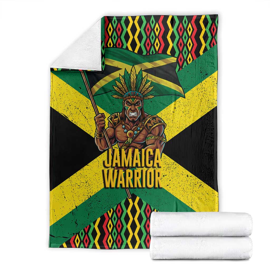 Black Jamaicans Warrior Spirit Blanket Tribal Fighter in Reggae Colors - African Pride