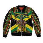 Black Jamaicans Warrior Spirit Bomber Jacket Tribal Fighter in Reggae Colors - African Pride