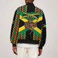Black Jamaicans Warrior Spirit Bomber Jacket Tribal Fighter in Reggae Colors - African Pride