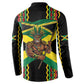 Black Jamaicans Warrior Spirit Button Sweatshirt Tribal Fighter in Reggae Colors