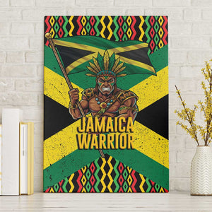 Black Jamaicans Warrior Spirit Canvas Wall Art Tribal Fighter in Reggae Colors - African Pride