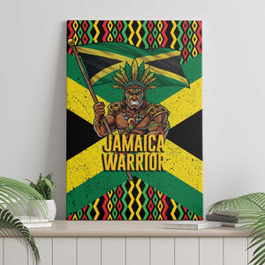 Black Jamaicans Warrior Spirit Canvas Wall Art Tribal Fighter in Reggae Colors - African Pride