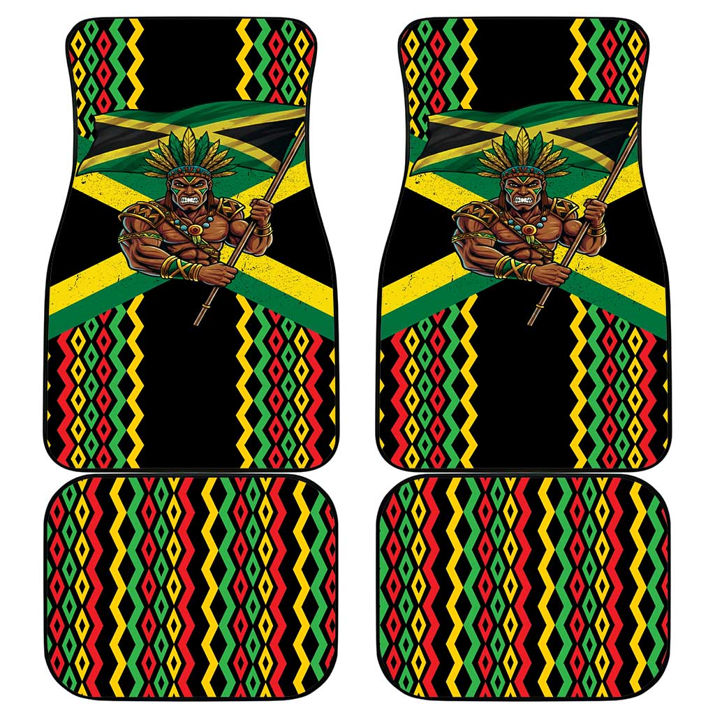 Black Jamaicans Warrior Spirit Car Mats Tribal Fighter in Reggae Colors - African Pride