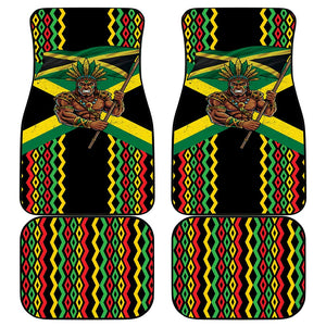Black Jamaicans Warrior Spirit Car Mats Tribal Fighter in Reggae Colors - African Pride