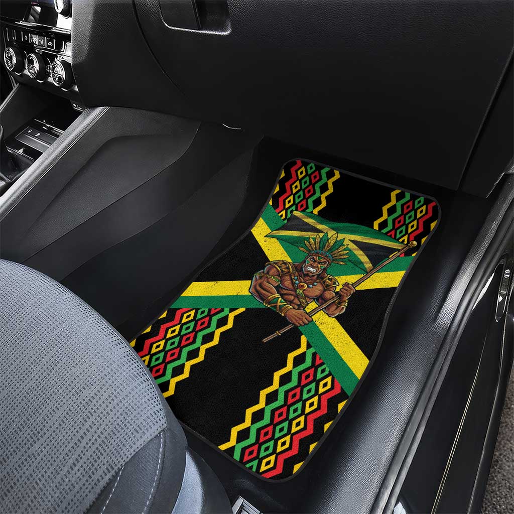 Black Jamaicans Warrior Spirit Car Mats Tribal Fighter in Reggae Colors - African Pride