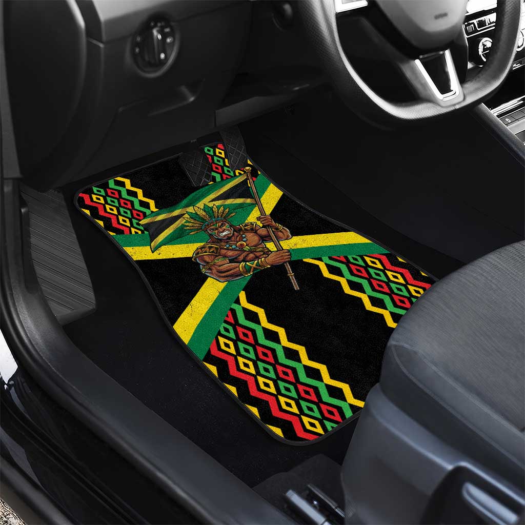 Black Jamaicans Warrior Spirit Car Mats Tribal Fighter in Reggae Colors - African Pride