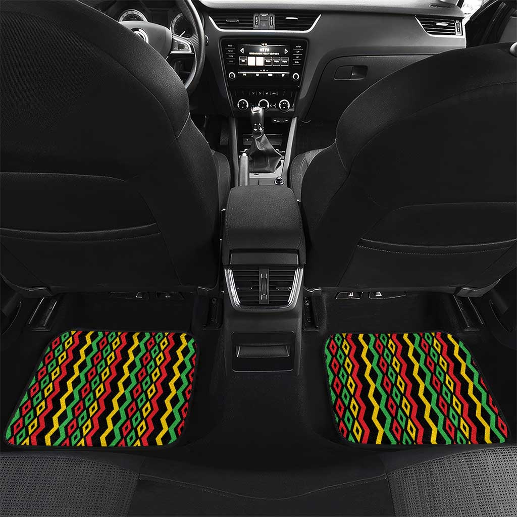 Black Jamaicans Warrior Spirit Car Mats Tribal Fighter in Reggae Colors - African Pride