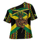 Black Jamaicans Warrior Spirit Cross Shoulder Shirt Tribal Fighter in Reggae Colors