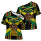 Black Jamaicans Warrior Spirit Cross Shoulder Shirt Tribal Fighter in Reggae Colors