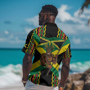 Black Jamaicans Warrior Spirit Hawaiian Shirt Tribal Fighter in Reggae Colors - African Pride