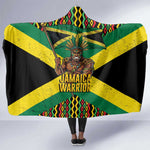 Black Jamaicans Warrior Spirit Hooded Blanket Tribal Fighter in Reggae Colors - African Pride