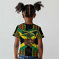 Black Jamaicans Warrior Spirit Kid T shirt Tribal Fighter in Reggae Colors - African Pride