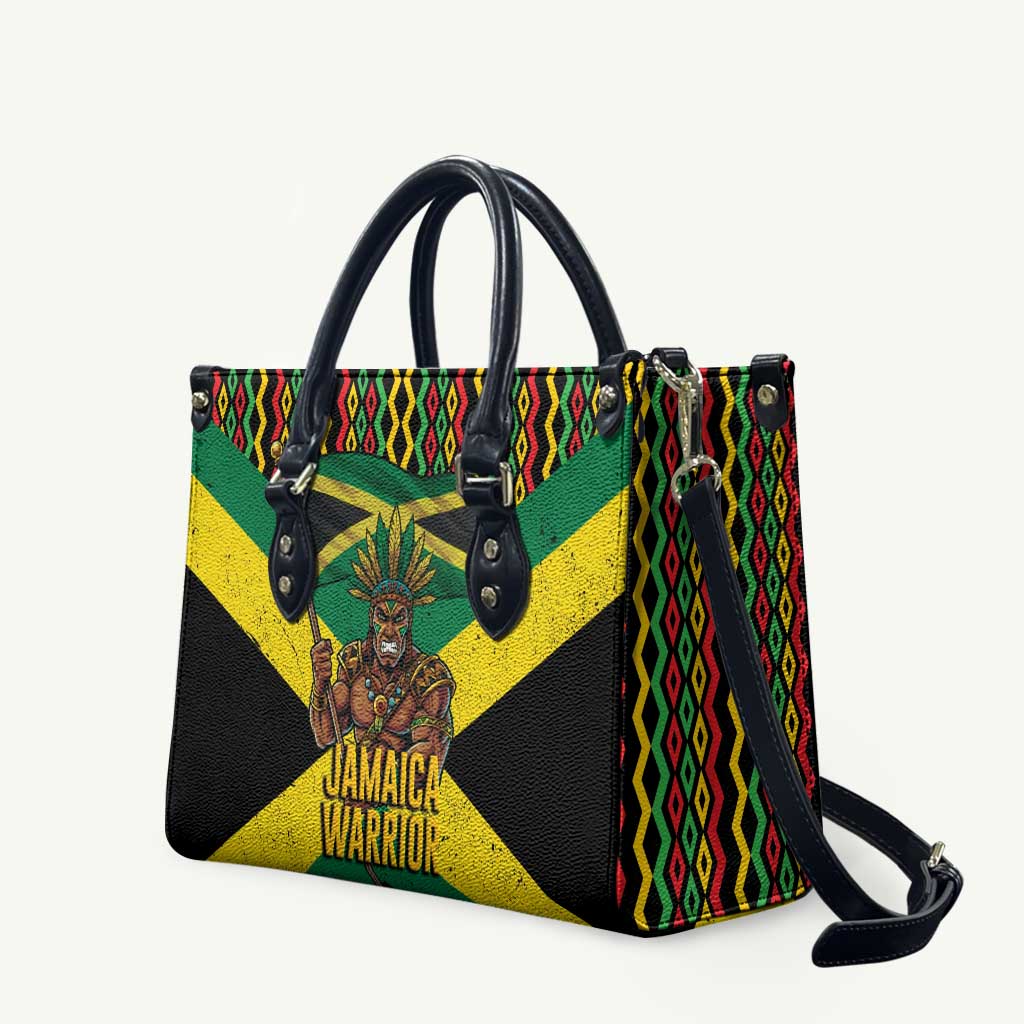 Black Jamaicans Warrior Spirit Leather Bag Tribal Fighter in Reggae Colors