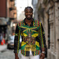 Black Jamaicans Warrior Spirit Long Sleeve Button Shirt Tribal Fighter in Reggae Colors - African Pride