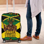 Black Jamaicans Warrior Spirit Luggage Cover Tribal Fighter in Reggae Colors - African Pride