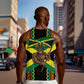 Black Jamaicans Warrior Spirit Men Tank Top Tribal Fighter in Reggae Colors - African Pride