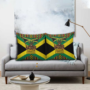 Black Jamaicans Warrior Spirit Pillow Cover Tribal Fighter in Reggae Colors