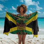Black Jamaicans Warrior Spirit Sarong Tribal Fighter in Reggae Colors - African Pride