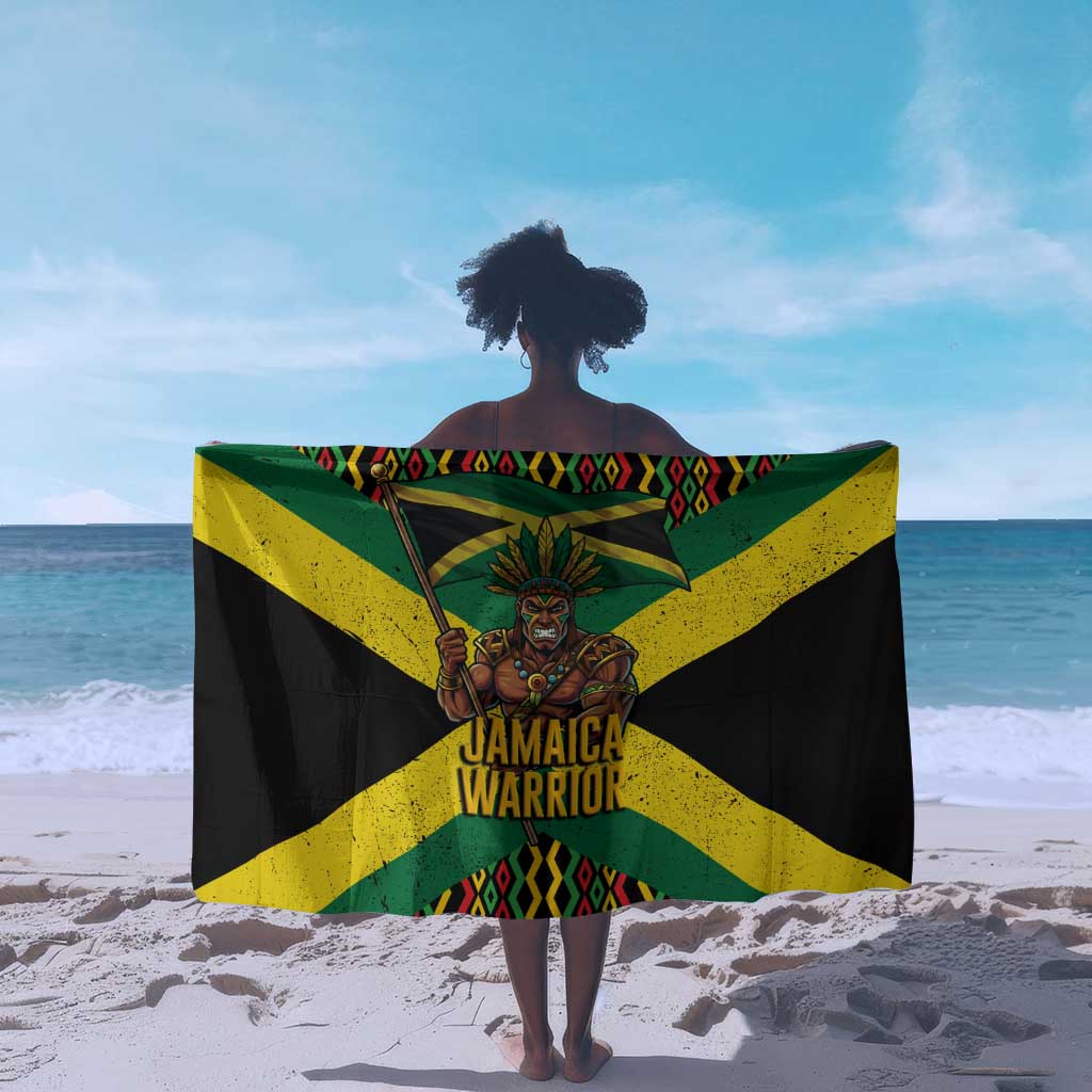 Black Jamaicans Warrior Spirit Sarong Tribal Fighter in Reggae Colors - African Pride