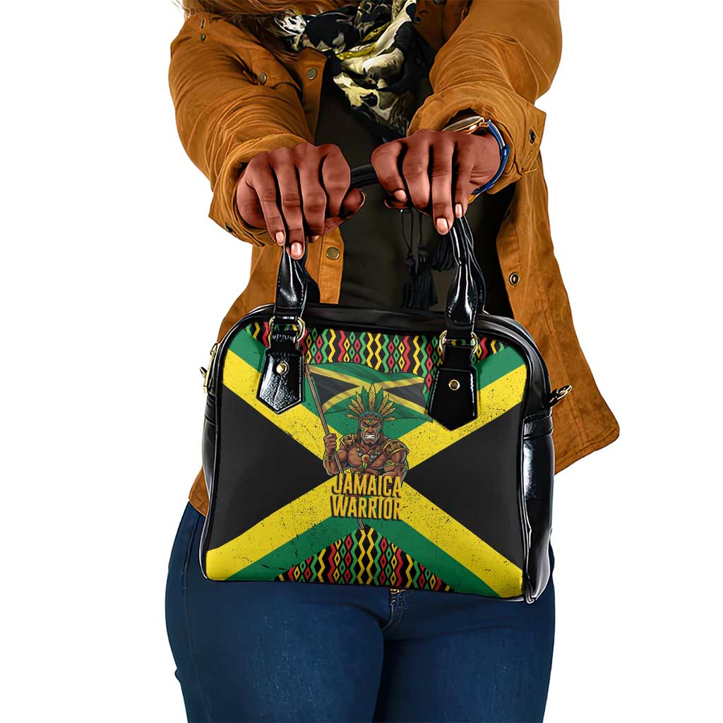 Black Jamaicans Warrior Spirit Shoulder Handbag Tribal Fighter in Reggae Colors - African Pride