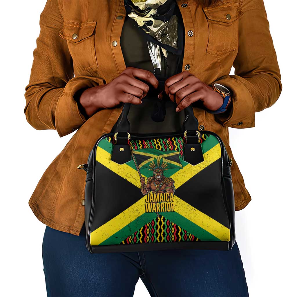 Black Jamaicans Warrior Spirit Shoulder Handbag Tribal Fighter in Reggae Colors - African Pride