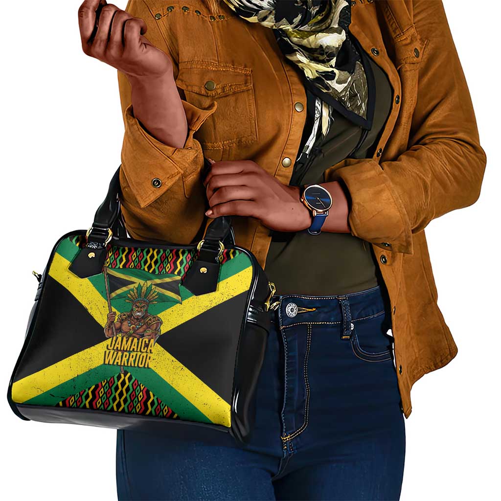 Black Jamaicans Warrior Spirit Shoulder Handbag Tribal Fighter in Reggae Colors - African Pride