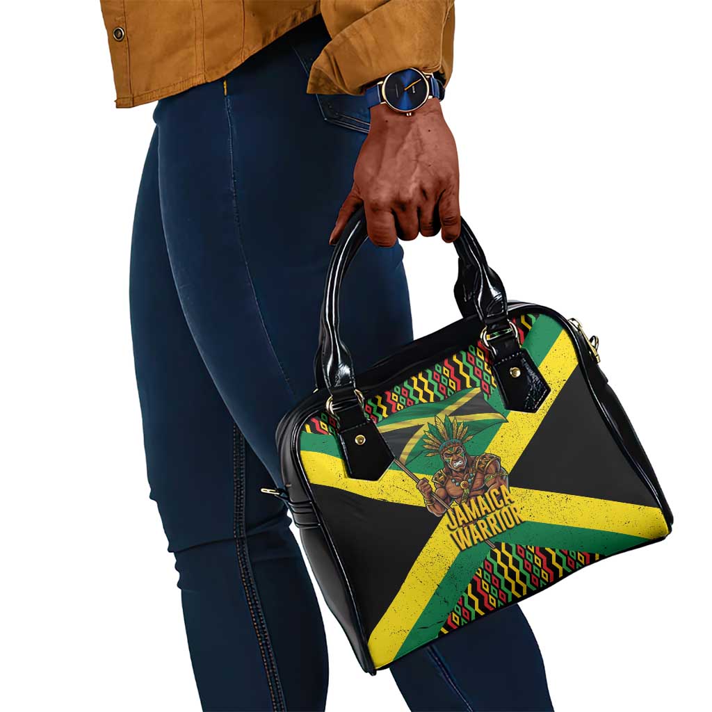 Black Jamaicans Warrior Spirit Shoulder Handbag Tribal Fighter in Reggae Colors - African Pride
