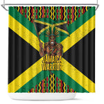 Black Jamaicans Warrior Spirit Shower Curtain Tribal Fighter in Reggae Colors - African Pride