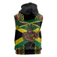 Black Jamaicans Warrior Spirit Sleeveless Zip Hoodie Tribal Fighter in Reggae Colors - African Pride