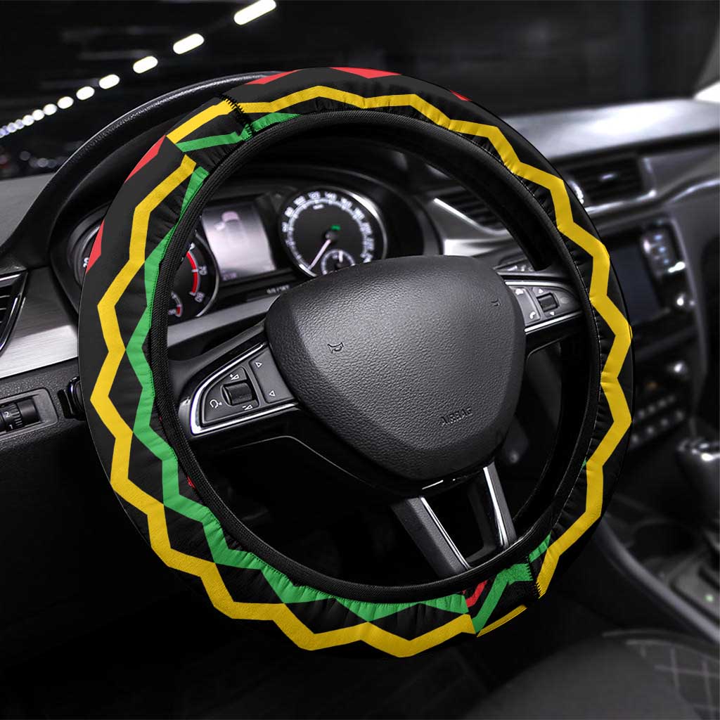 Black Jamaicans Warrior Spirit Steering Wheel Cover Tribal Fighter in Reggae Colors - African Pride