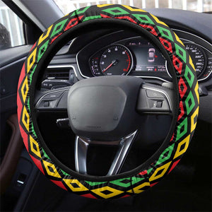 Black Jamaicans Warrior Spirit Steering Wheel Cover Tribal Fighter in Reggae Colors - African Pride