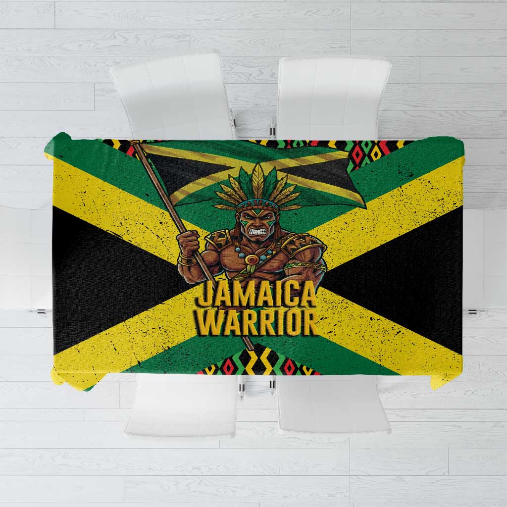 Black Jamaicans Warrior Spirit Tablecloth Tribal Fighter in Reggae Colors - African Pride