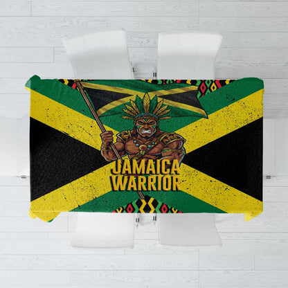 Black Jamaicans Warrior Spirit Tablecloth Tribal Fighter in Reggae Colors - African Pride