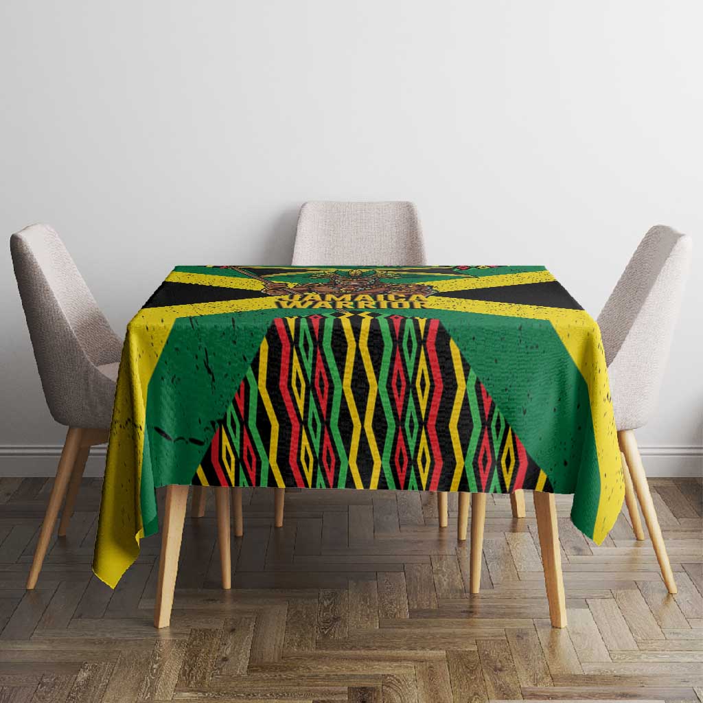 Black Jamaicans Warrior Spirit Tablecloth Tribal Fighter in Reggae Colors - African Pride