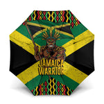 Black Jamaicans Warrior Spirit Umbrella Tribal Fighter in Reggae Colors